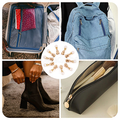 10 шт. круглые акриловые жемчужные и сплавные бегунки для молний HJEW-TAC0086-1