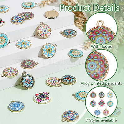 48шт 8 цвета подвески из сплава с принтом FIND-PH0021-12-1