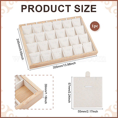 24 сетчатый бамбуковый подвесной дисплей-поднос с демонстрационными карточками из искусственной кожи&nbsp;ODIS-WH0086-091A-03-1