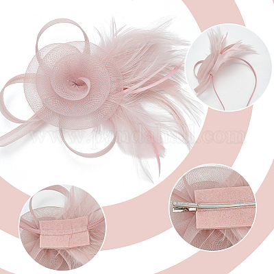 Аксессуары для волос из полиэстера и перьев AJEW-WH0031-31B-1