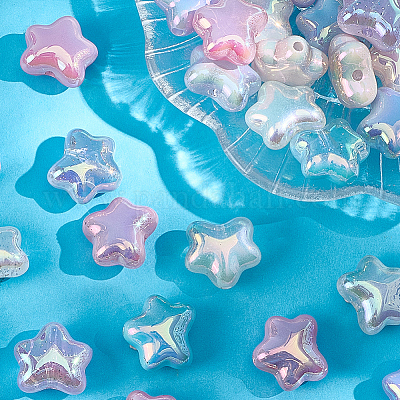 50 шт. непрозрачные акриловые бусины с УФ-покрытием OACR-PA0001-01-1