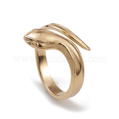Ионное покрытие (ip) 304 нержавеющая сталь змея открытые манжеты кольца для женщин RJEW-G285-59G-1