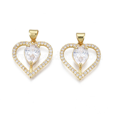 Латунные микропаве прозрачные подвески с фианитом ZIRC-N039-210-1