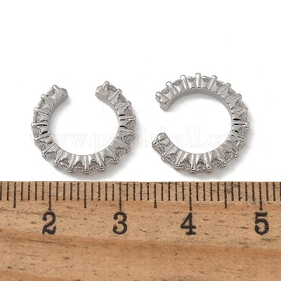 Латунные серьги-манжеты из прозрачного кубического циркония X-EJEW-I249-14P-1