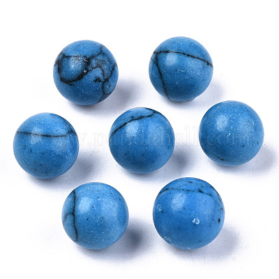 Синтетические бирюзовые бусины G-R483-01-8mm-1