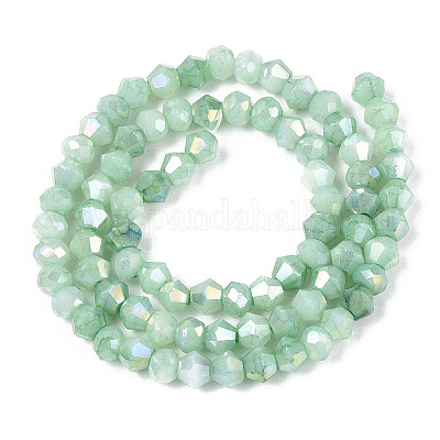 Граненые гальванические непрозрачные стеклянные бусины GLAA-T025-4mm-09F-1