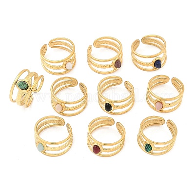 Многослойные открытые манжетные кольца из нержавеющей стали 304 RJEW-Z078-06G-1