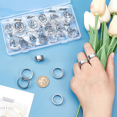 21 шт. набор из 7 колец из нержавеющей стали 201 размера для женщин RJEW-UN0002-80-1