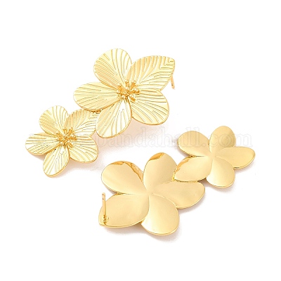 Женские серьги-гвоздики из латуни с прозрачным кубическим цирконием EJEW-U015-08G-1