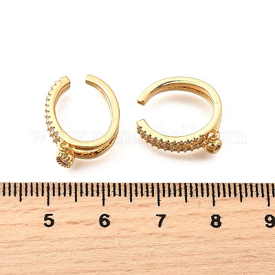 Латунные серьги-манжеты из прозрачного кубического циркония EJEW-F370-11G-1