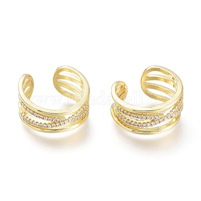 Латунные кольца из манжеты с прозрачным цирконием RJEW-I073-17G-1