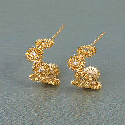 Полые серьги-гвоздики в европейско-американском стиле в форме буквы С из латуни XU5505-1