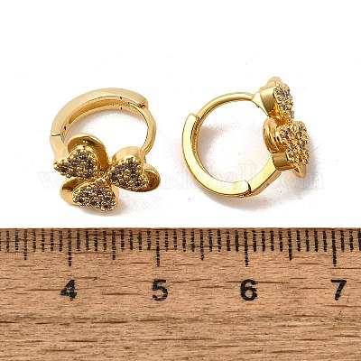 Серьги-кольца из латуни с клевером EJEW-S256-05G-1