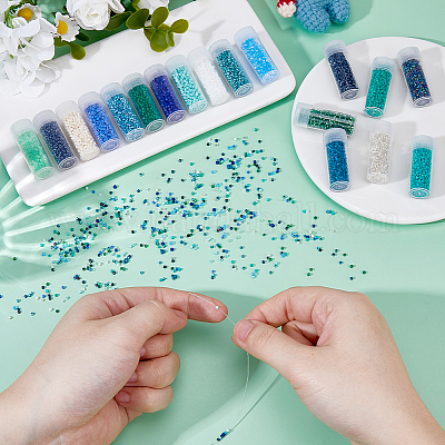 18 цвет стеклянные цилиндрические бусины синего и зеленого цвета SEED-DC0001-17-1