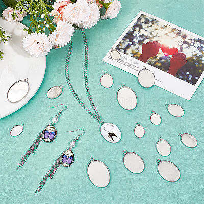 40 шт. 4 стиля подвески из нержавеющей стали 304 с кабошонами STAS-SC0006-18-1