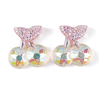 Прозрачные кабошоны из эпоксидной смолы с фруктовой вишней и декодированием CRES-M034-08A-1