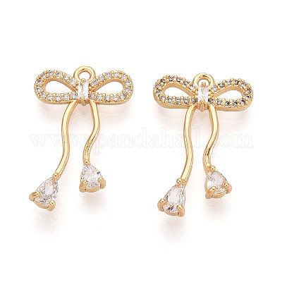 Латунные микропаве прозрачные подвески с фианитом KK-T078-08G-02-1