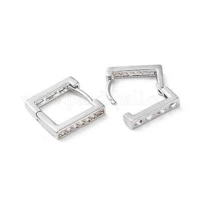 Латунные микро проложить серьги обруча кубического циркония EJEW-P259-08P-1