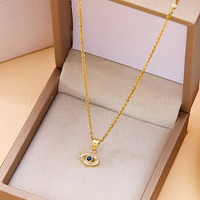 Подвеска сглаза из прозрачных и синих кубических цирконий из латуни FS-WGAF7A9-02-1