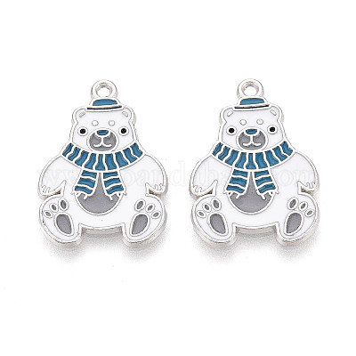 Подвески в виде медведей из эмалированного сплава с гальваническим покрытием&nbsp;ENAM-T024-74A-P-1