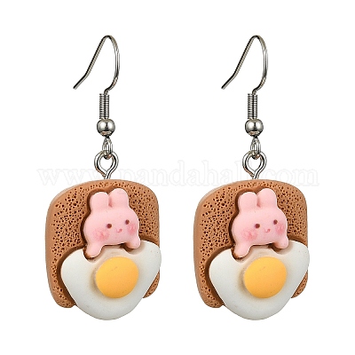 8 пара 8-х стильных серег с подвесками из кроличьей смолы EJEW-JE05670-1