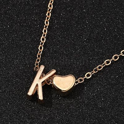 Ожерелья из сплава с подвеской в виде сердца и буквы для женщин NJEW-FS0001-09K-1