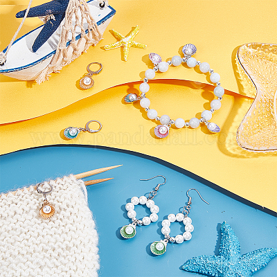 Подвесные маркеры петель с замком в виде ракушки из сплава эмали HJEW-AB00057-1