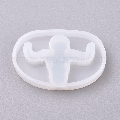 (Clearance Sale)DIY Silicone Molds, Resin Casting Molds, for UV Resin,  Epoxy Resin Pendant Jewelry Making, Muscle Man, White, 36x55.5x8.2mm, Inner