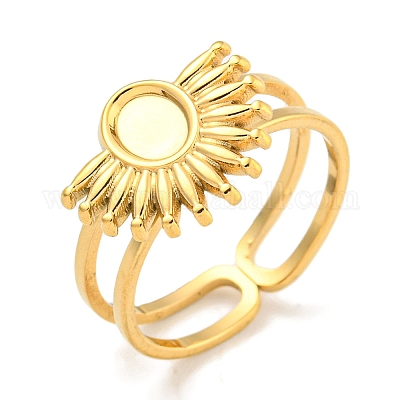 Ионное покрытие (ip) 304 нержавеющая сталь Sun Open манжета кольца компоненты RJEW-A043-01G-1