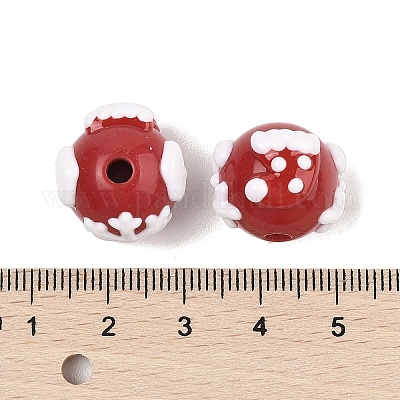 Рождественская тема нарисованная вручную акрил с эмалевыми бусинами MACR-C006-01C-1