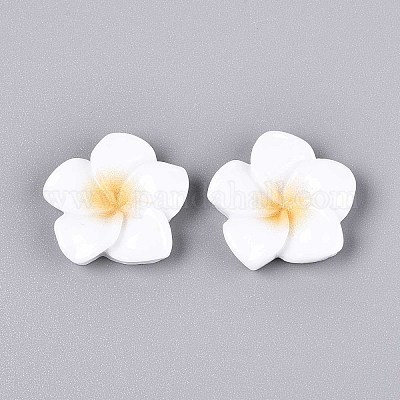 Кабошоны из непрозрачной смолы в виде цветка плюмерии CRES-T025-30A-02-1