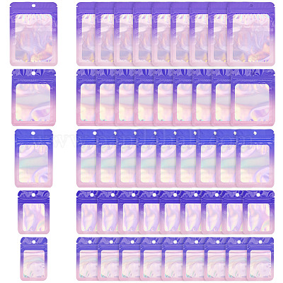 50 шт. 5 стиля прямоугольные блестящие голографические ПВХ пакеты с застежкой-молнией ABAG-TA0001-88-1