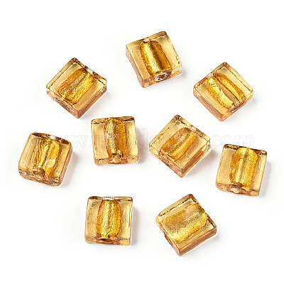 Бусины ручной работы бусины серебряной фольгой FOIL-S006-12x12mm-07-1