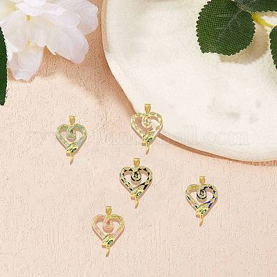 5шт 5 цвета латунные микропаве прозрачные кубические циркониевые подвески KK-SZ0006-02-1