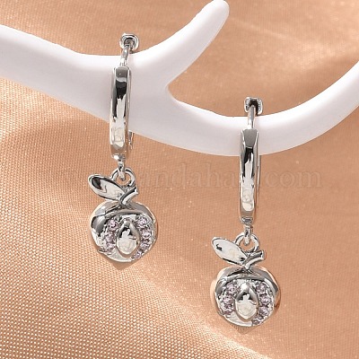 Латунные кубических серьги циркония обруч EJEW-Q015-01P-C-1