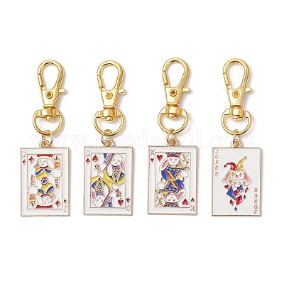 4 шт. 4 стиля игральных карт сплав эмалированные подвески украшения HJEW-JM03161-S-1