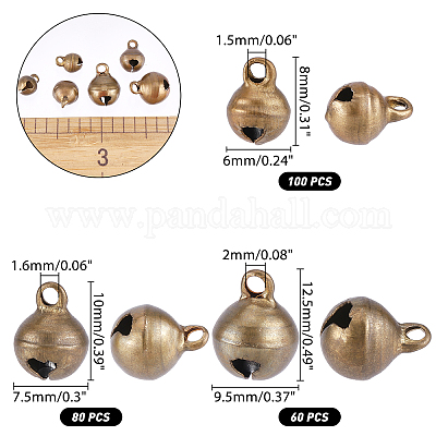 Small jingle bells *50 gold or silver plated metal antique bronze 6mm or 8mm
