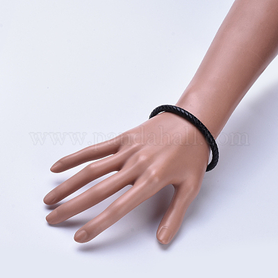 Мужские браслеты из плетеного кожаного шнура BJEW-JB04255-01-1