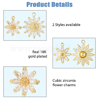 8 шт. 2 стиля латунные подвески с микропаве и кубическим цирконием KK-HS0015-18-1