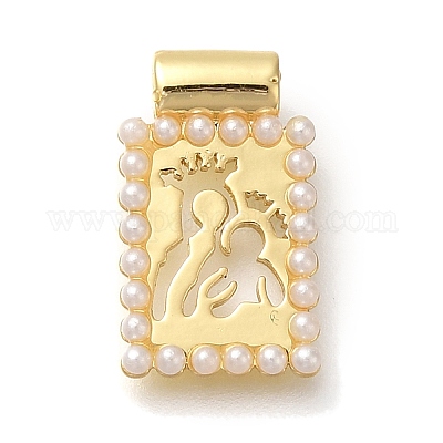 Стойка из латуни с подвесками из стеклянных перламутровых бусин KK-I720-52G-01-1