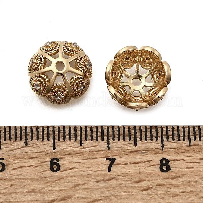 Колпачки для бусин из прозрачного кубического циркония из латуни KK-Z126-07G-1