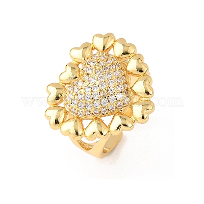 Регулируемые латунные кольца-манжеты с микропаве из кубического циркония для женщин RJEW-B139-08G-02-1