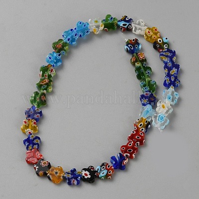 Millefiori стекло бисер нитей LAMP-WH0010-08-1