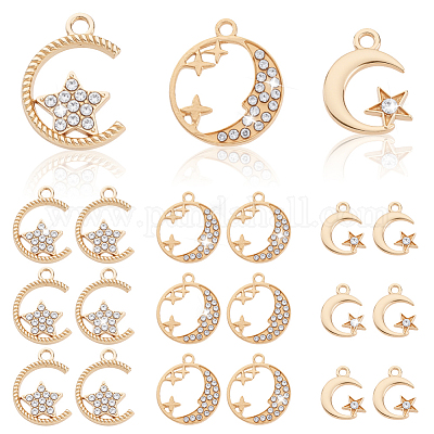 36шт 3 стиля подвески из сплава с кристаллами и стразами ALRI-GA0001-14-1