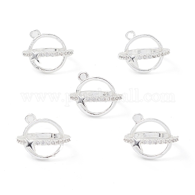 Подвески в клетку из бисера из прозрачного кубического циркония с покрытием из латуни KK-G464-10S-1