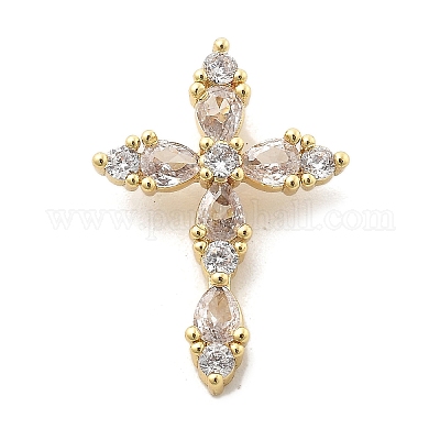 Латунные микропаве прозрачные подвески с фианитом KK-L228-03G-02-1