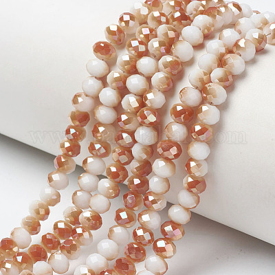 Wholesale Electroplate Opaque Solid Color Crystal Glass Rondelle Beads  Strands 