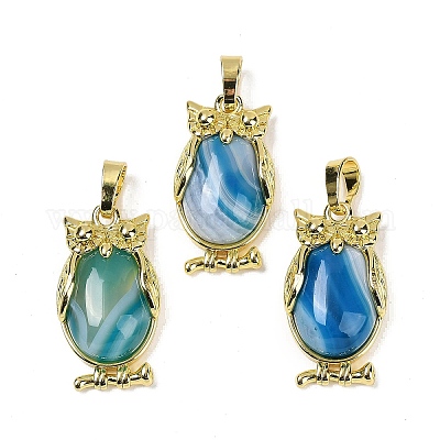 Подвеска из натурального полосчатого агата (окрашенного и нагретого) KK-F887-02G-11-1