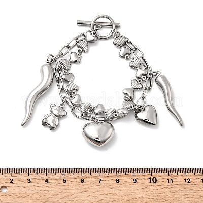 Двухрядные браслеты из нержавеющей стали 304 BJEW-G758-01P-1