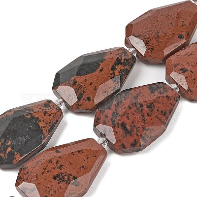 Натурального красного дерева обсидиана бисер нитей G-P548-B16-01-1